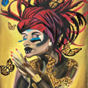 Een portret van een dame. Iets nieuws dat ik heb uitgeprobeerd met olieverf.