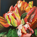 Een bos tulpen geschilderd voor een zeer gewaardeerde collega die afscheid van ons heeft genomen.